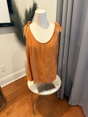 a new day Orange Striped Tie-Shoulder Tank